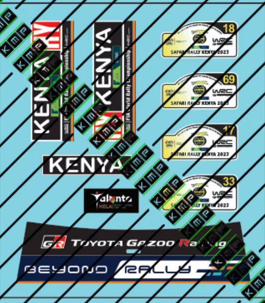 Decal Set Toyota Yaris Rally1 Hybrid 2023 Kenya rally 1/24 - for BELKIT
