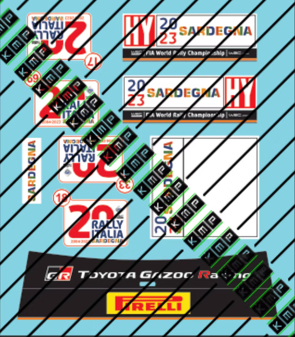 Decals Set Toyota Yaris Rally1 Hybrid 2023 Sardegna rally 1/24 - for BELKIT