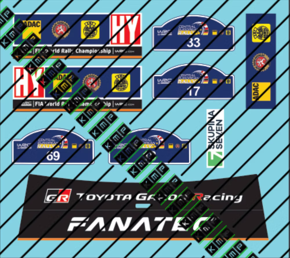 Decal Set Toyota Yaris Rally1 Hybrid 2023 CER rally 1/24 - for BELKIT