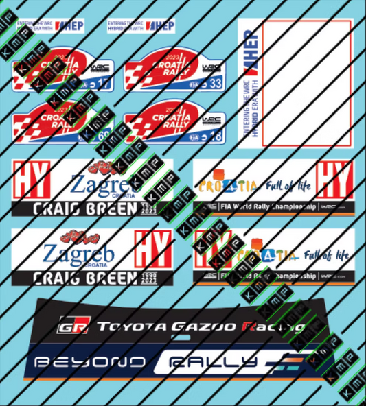 Decal Set Toyota Yaris Rally1 Hybrid 2023 Croatia rally 1/24 - for BELKIT