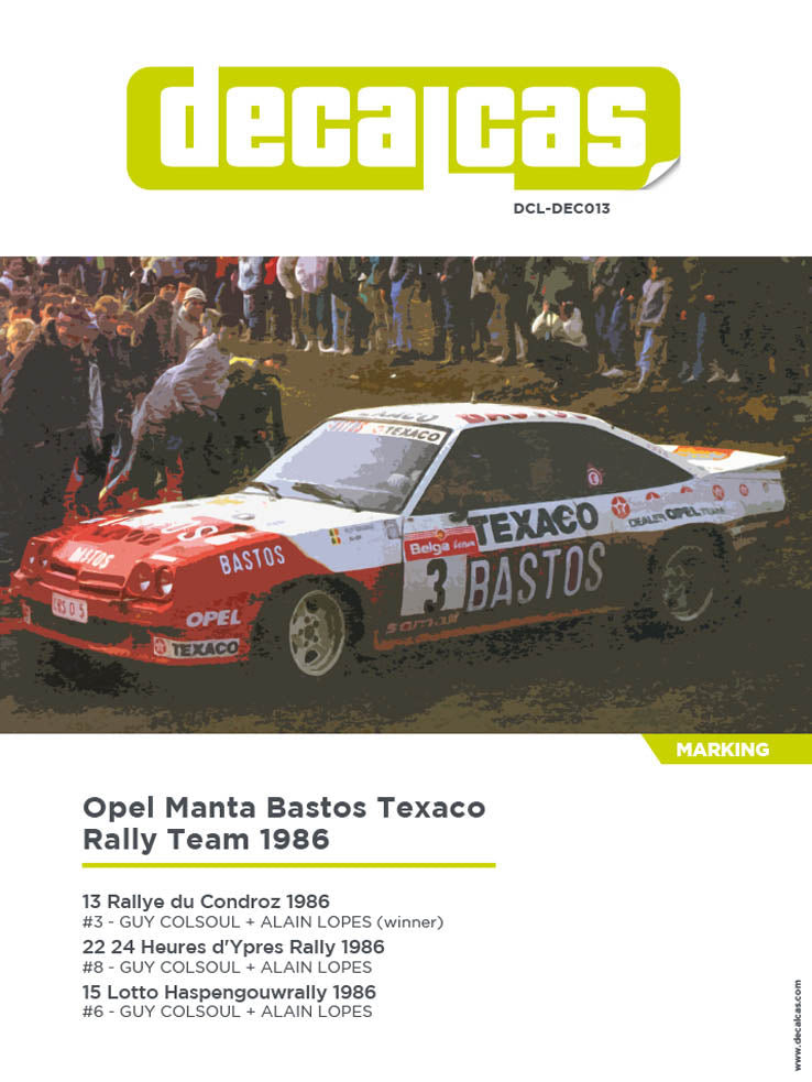 AUTOCOLLANTS OPEL MANTA 400 BASTOS TEXACO RALLY TEAM 1986