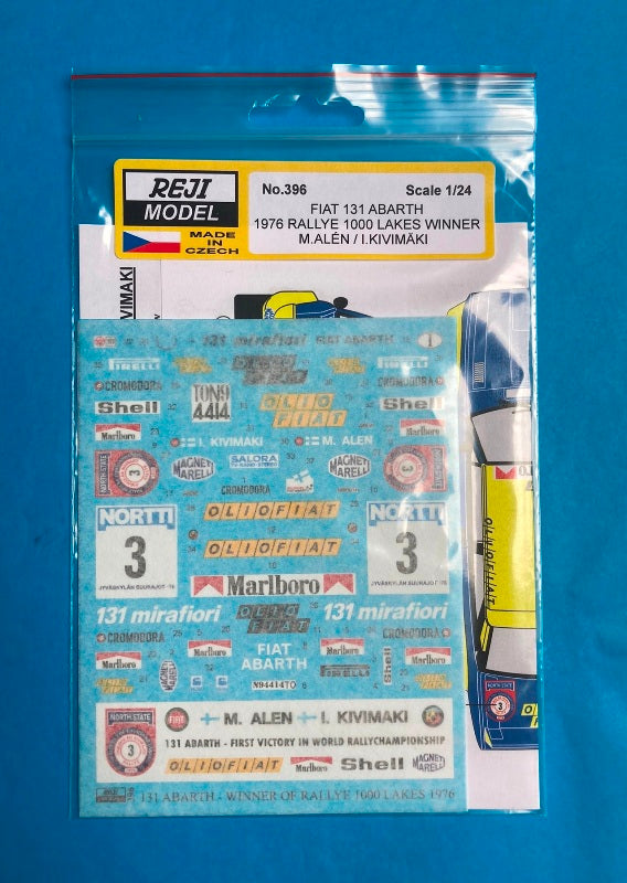 DECALS FIAT 131 ABARTH - OLIO FIAT - 1976 RALLY 1000 LAKES WINNER