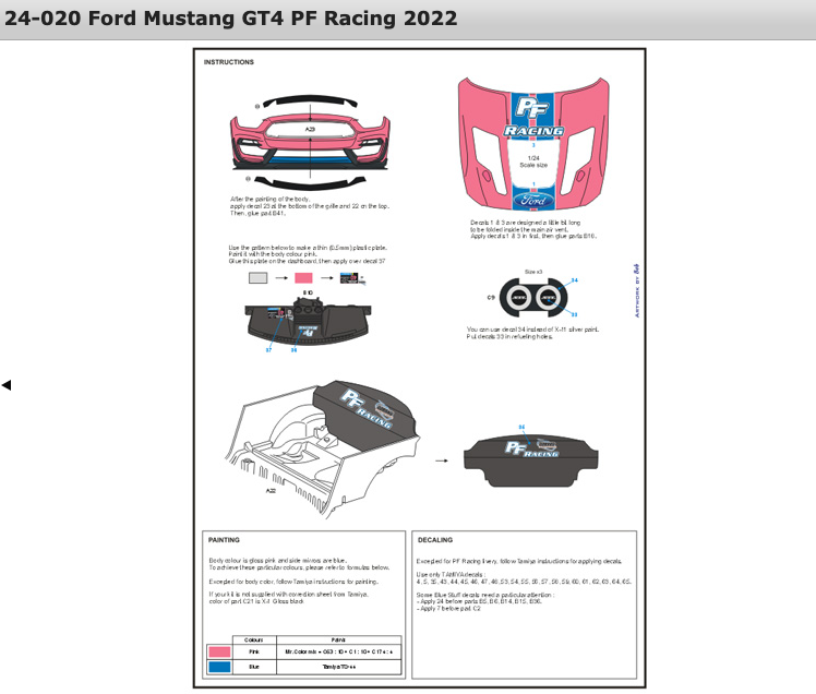 AUTOCOLLANTS FORD MUSTANG GT4 PF RACING TEAM - OZARKS - IMSA MICHELIN PILOT CHALLENGE 2022