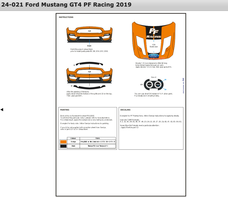 DECALS FORD MUSTANG GT4 PF RACING TEAM - RECSTUFF - IMSA MICHELIN PILOT CHALLENGE 2019