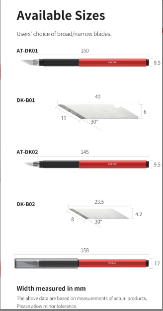 Aluminium alloy broad blade hobby knife