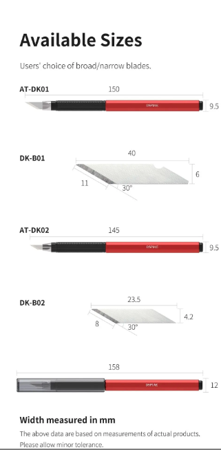 Aluminium alloy narrow blade hobby knife
