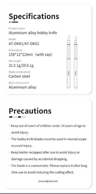 Aluminium alloy narrow blade hobby knife