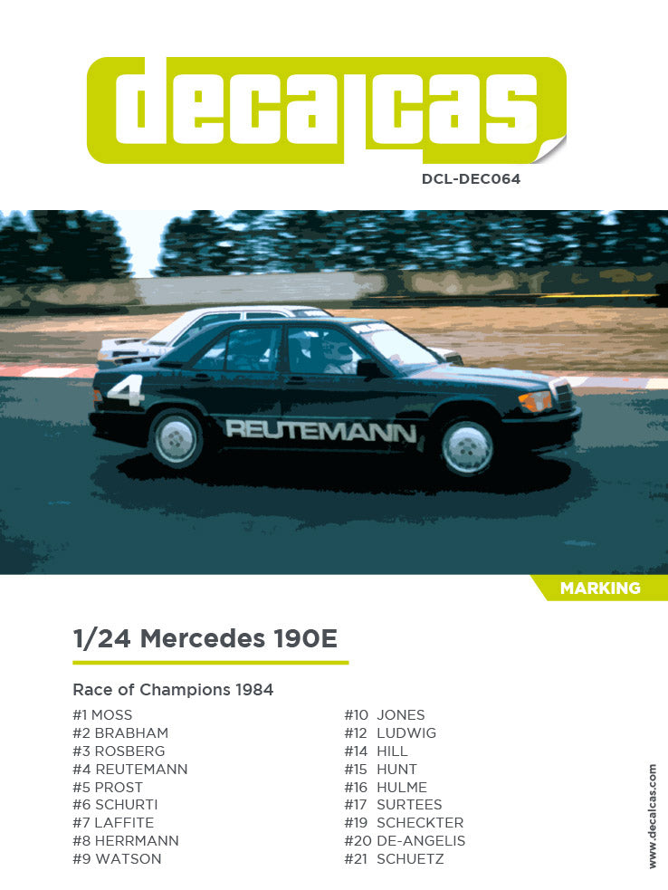 DECALS MERCEDES BENZ 190E - RACE OF CHAMPIONS 1984