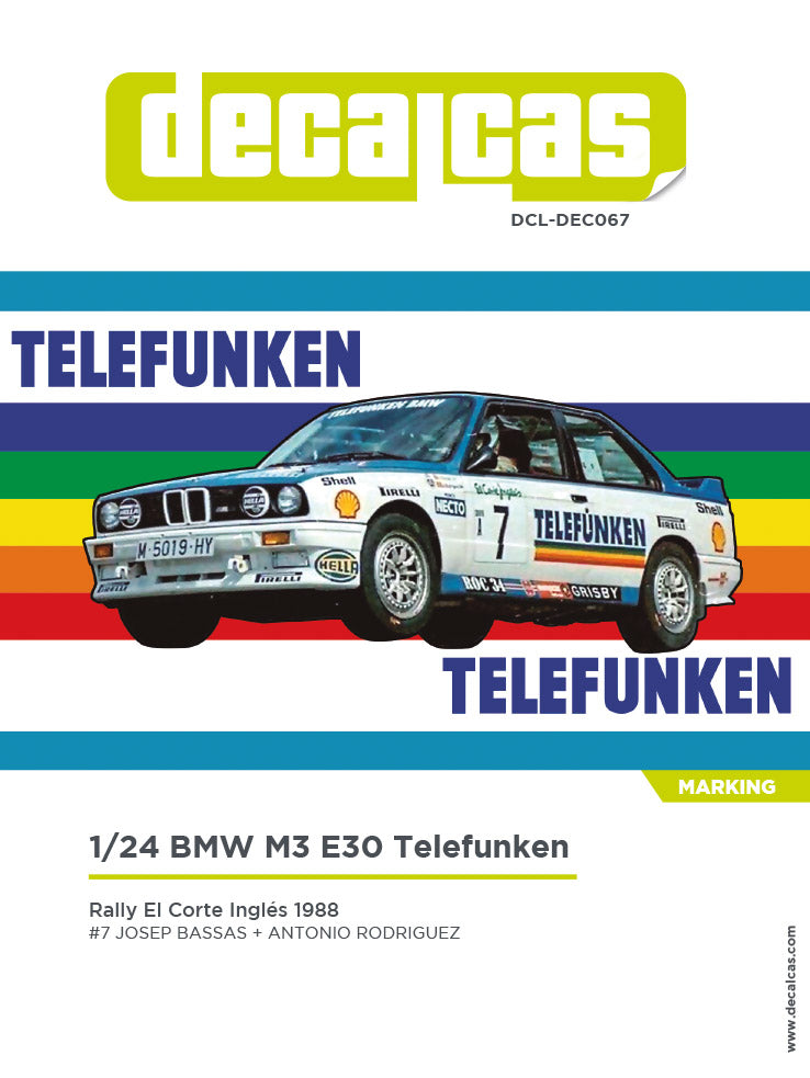 DECALS BMW M3 E30 TELEFUNKEN - EL CORTE INGLES RALLY ISLAS CANARIAS 1988