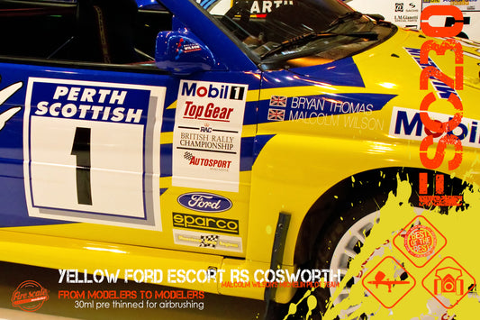 Yellow Ford Escort RS Cosworth