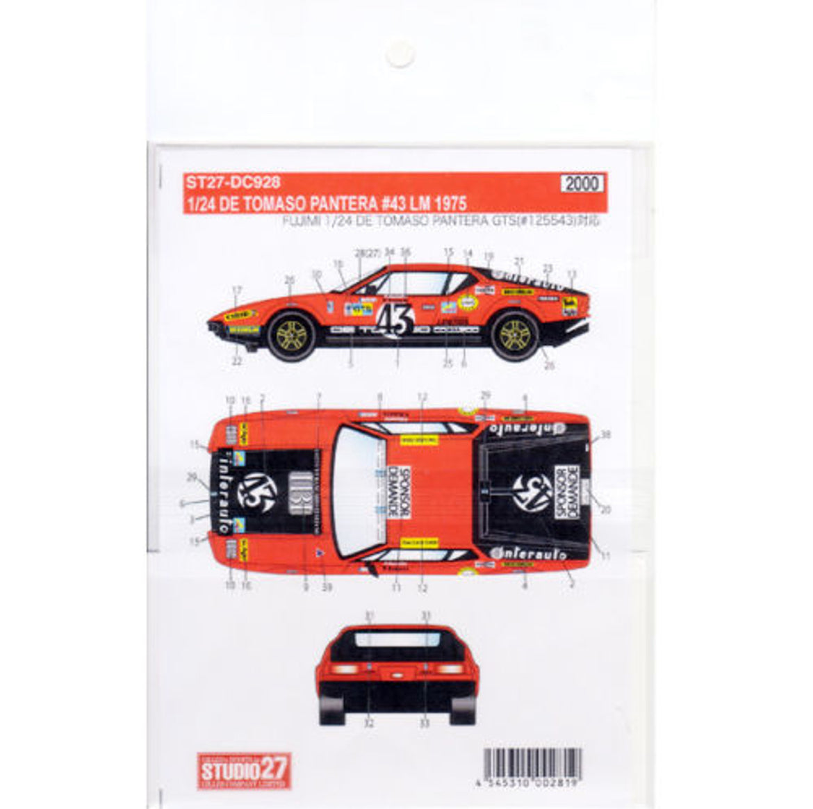 DECALS DE TOMASO PANTERA - IBI INTERAUTO - 24 HOURS LE MANS 1975