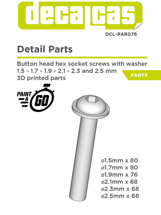 Decalcas DCL-PAR070: Bonnet pins 1/12 scale - Large Rubber bonnet hooks -  Type 1 - 6 units (ref. DCL-PAR070)