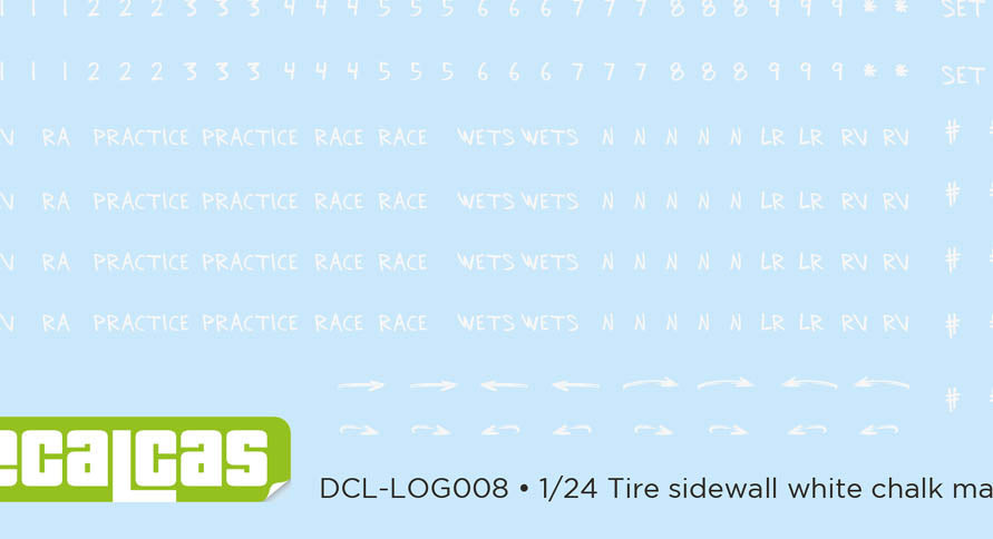 DECAL SET - TIRE SIDEWALL WHITE CHALK MARKINGS