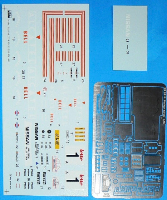 SET DECALS AND P.E NISSAN PULSAR GR.A - ALCATEL - RALLY BOUCLES DE SPA 1993