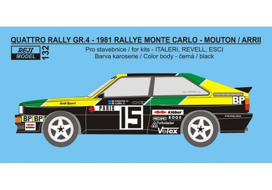 AUTOCOLLANTS AUDI QUATTRO - RALLYE MONTE CARLO 1981