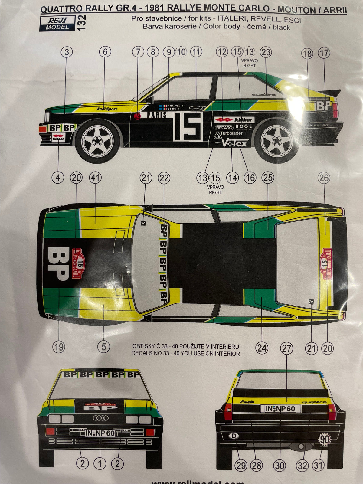 Audi Rally Graphics DECALS AUDI QUATTRO - RALLY MONTE CARLO 1981 – DModelkits