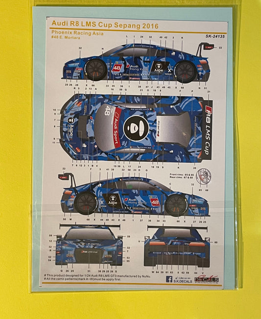 DECALS AUDI R8 - AAPE - LMS CUP SEPANG 2016 Critical