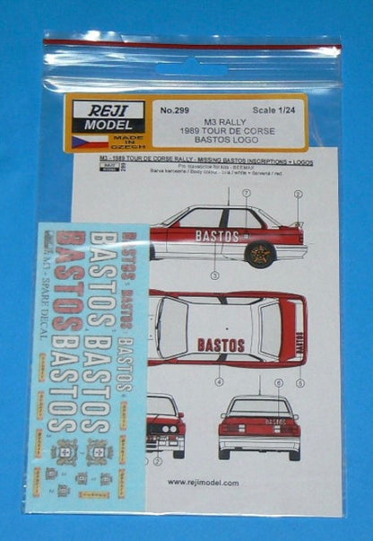 DECALS BMW M3 BASTOS LOGO - TOUR DE CORSE 1989