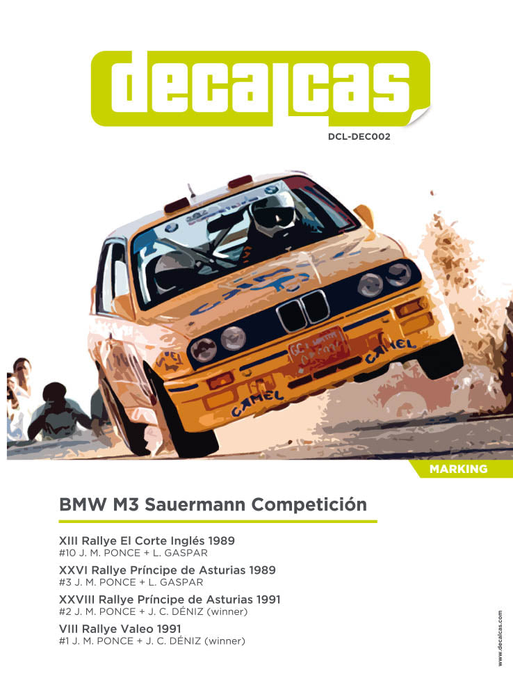 DECALS BMW M3 CAMEL - RALLY EL CORTE INGLES/PRINCIPE DE ASTURIAS/VALEO 89/91