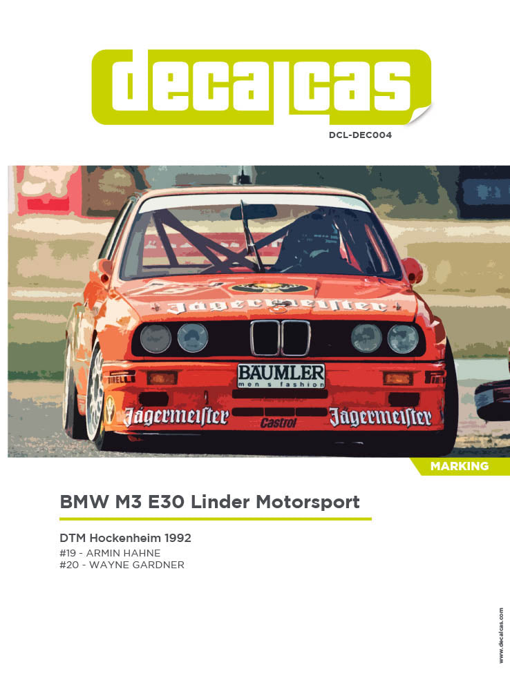 DECALS BMW M3 E30 - JAGERMEISTER - DTM HOCKENHEIM 1992