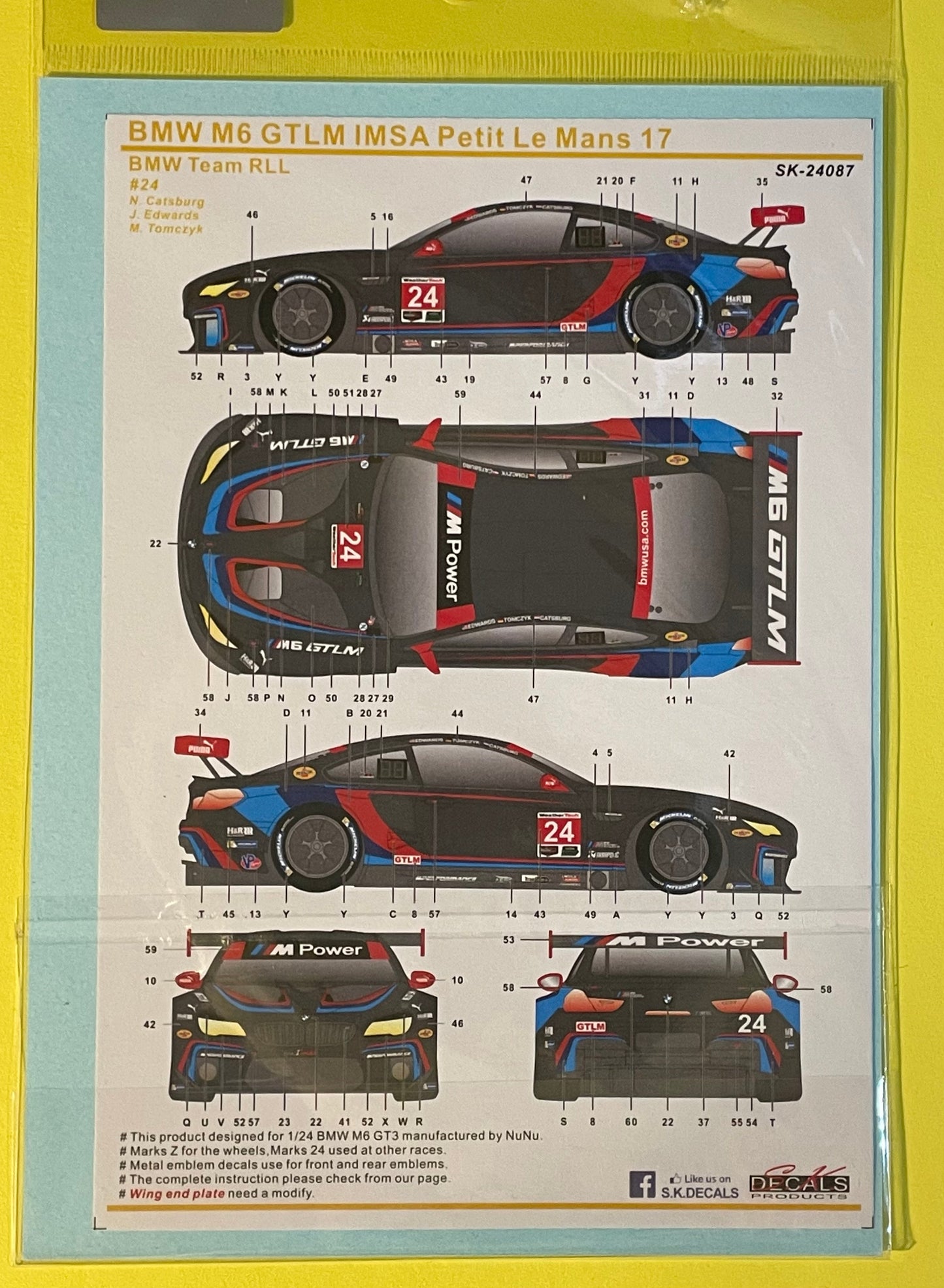 AUTOCOLLANTS BMW M6 GTLM IMSA - PETIT LE MANS 17