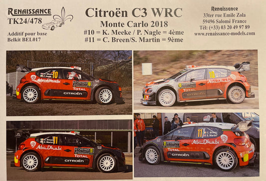 DECALS CITROEN C3 WRC - RALLY MONTE CARLO 2018