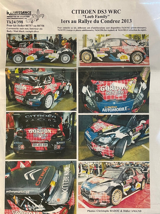 AUTOCOLLANTS CITROEN DS3 WRC - GORDON FINEST BEERS - LOEB RALLYE DU CONDROZ 2013