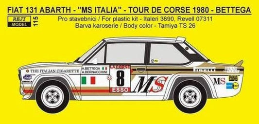 AUTOCOLLANTS FIAT 131 ABARTH MS ITALIA - RALLYE MONTE CARLO - TOUR CORSE 1980 1981