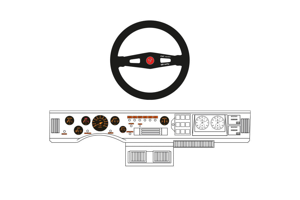 AUTOCOLLANTS FIAT 131 ABARTH TABLEAU DE BORD RALLYE