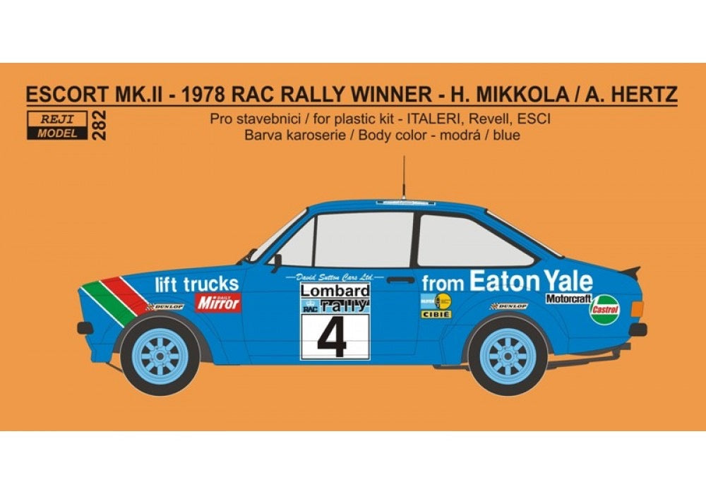 DECALS FORD ESCORT MK II RS 1800 EATON YALE - RALLY RAC 1978