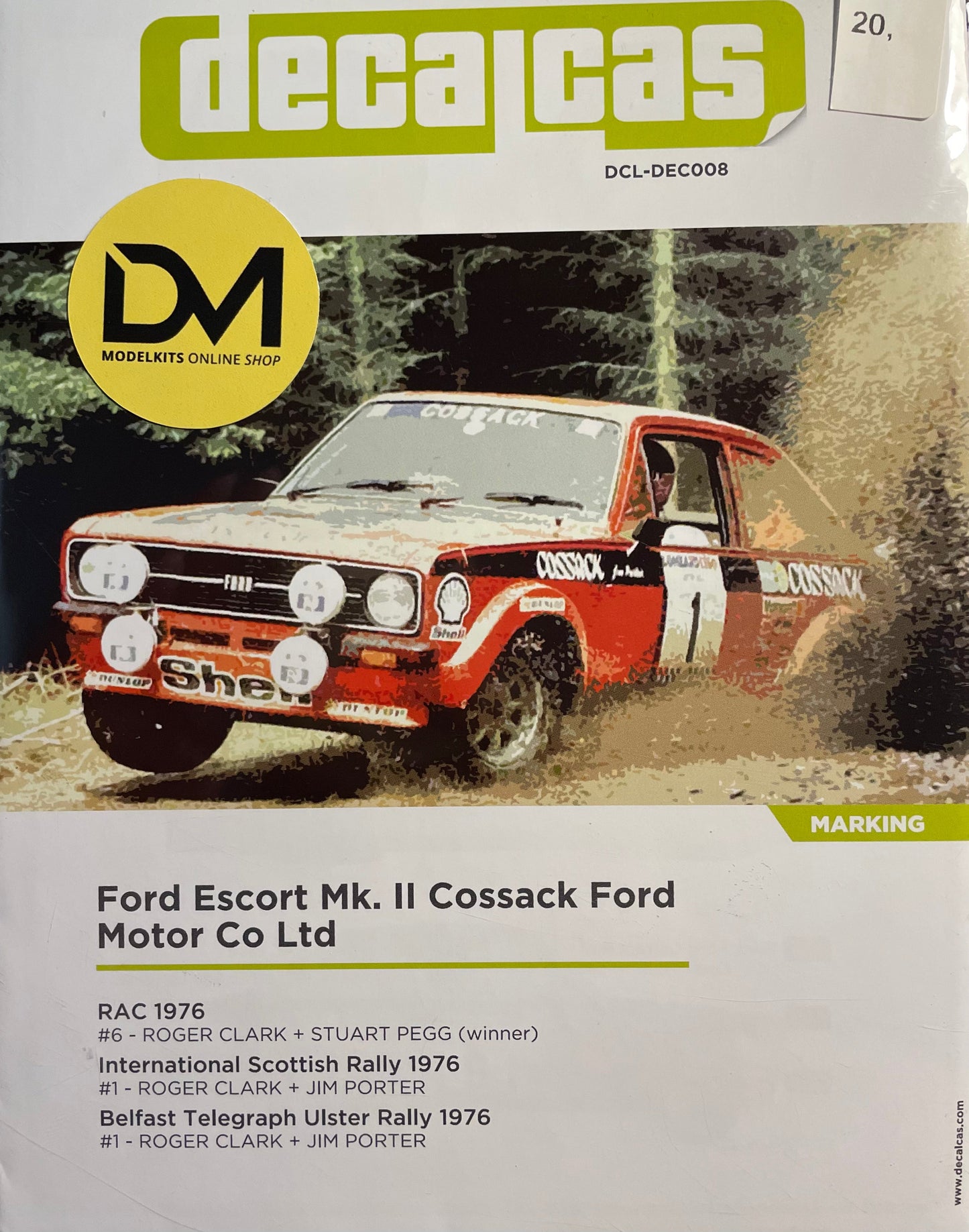 DECALS FORD ESCORT MK.II COSSACK FORD MOTOR CO LTD - RALLY RAC 1976