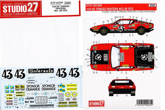 DECALS DE TOMASO PANTERA - IBI INTERAUTO - 24 HOURS LE MANS 1975