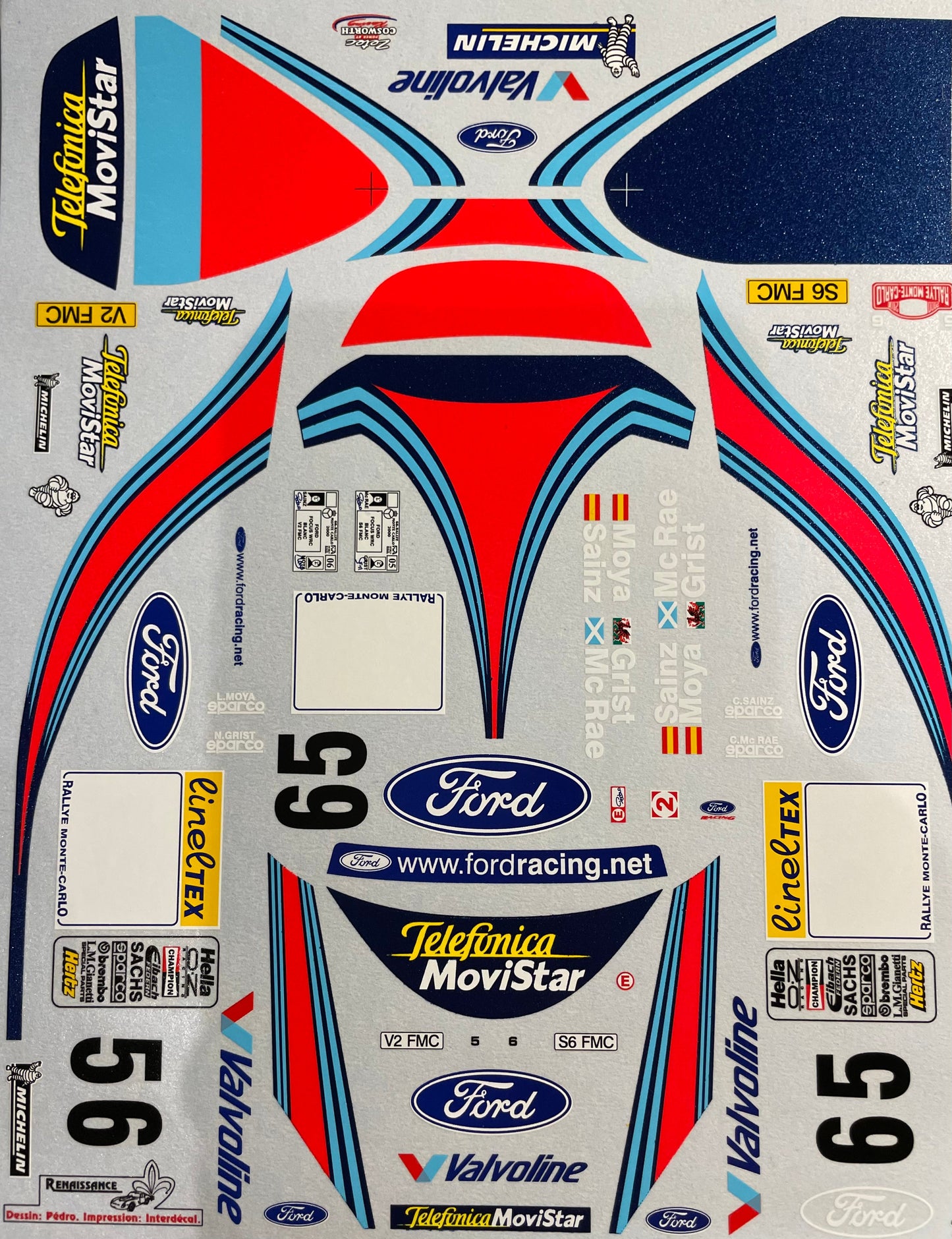 AUTOCOLLANTS FORD FOCUS WRC - RALLYE MONTE CARLO 2000