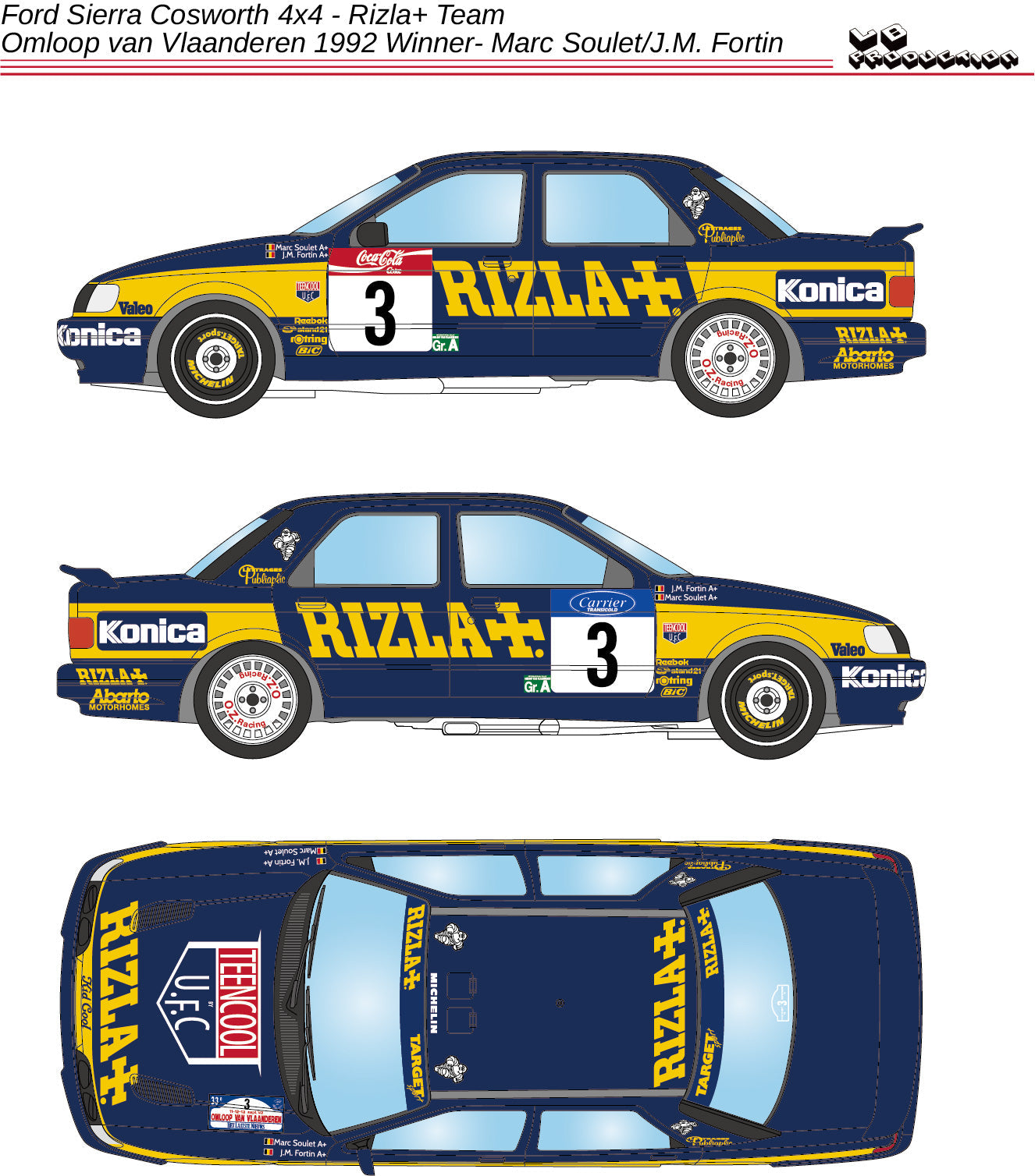 AUTOCOLLANTS FORD SIERRA 4X4 RIZLA - RALLYE OMLOOP VAN VLAANDEREN 1992