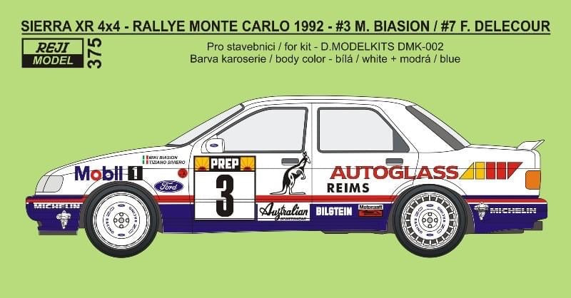 AUTOCOLLANTS FORD SIERRA COSWORTH 4X4 - RALLYE MONTE CARLO 1992