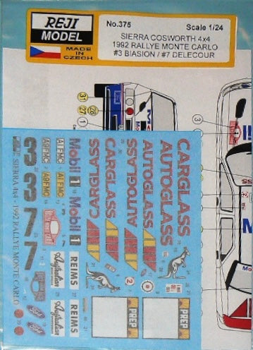 AUTOCOLLANTS FORD SIERRA COSWORTH 4X4 - RALLYE MONTE CARLO 1992