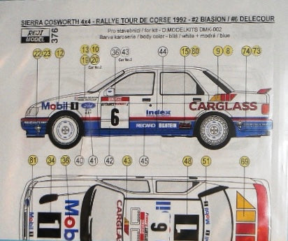 DECALS FORD SIERRA COSWORTH 4X4 - 1992 TOUR DE CORSE