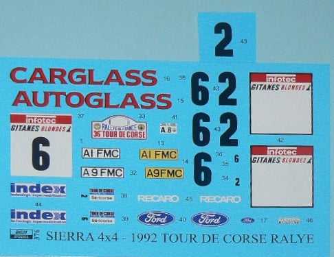 DECALS FORD SIERRA COSWORTH 4X4 - 1992 TOUR DE CORSE