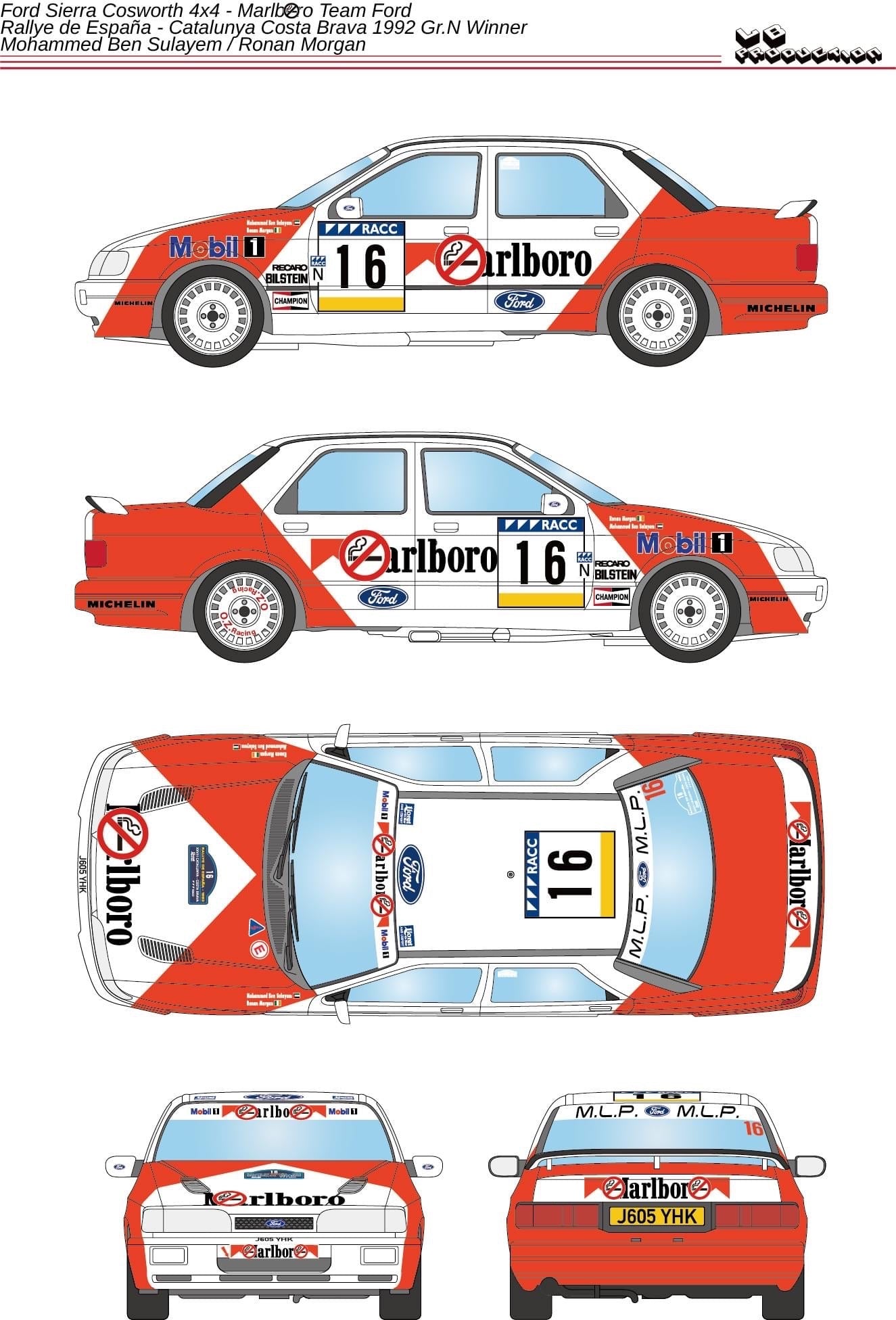 DECALS FORD SIERRA COSWORTH 4X4 - MARLBORO TEAM FORD