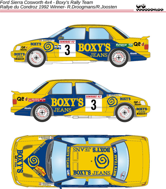 DECALS FORD SIERRA COSWORTH 4X4 BOXY´S JEANS - OMLOOP VAN VLAANDEREN RALLY 1992