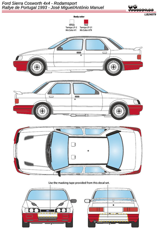 AUTOCOLLANTS FORD SIERRA COSWORTH 4X4 RODAMSPORT - FAGOR - RALLYE DU PORTUGAL 1993