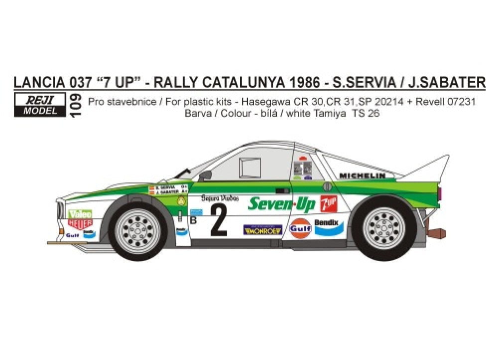 AUTOCOLLANTS LANCIA 037 7UP - RALLYE DE CATALOGNE 1986 - SERVIA - SABATER