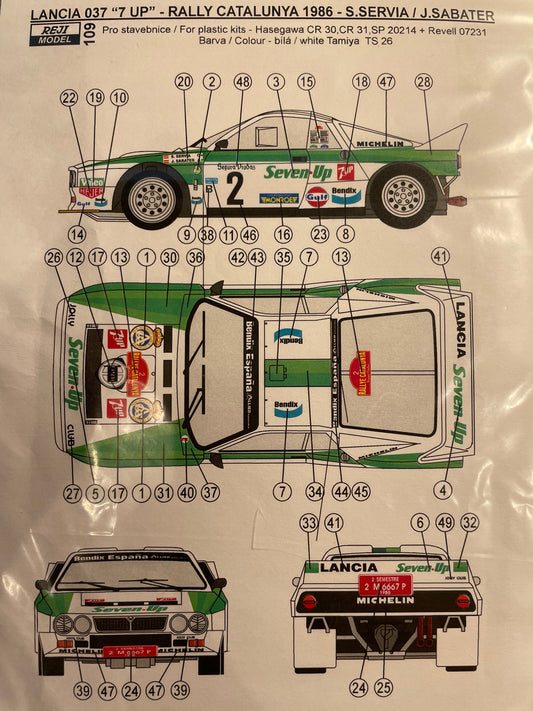 AUTOCOLLANTS LANCIA 037 7UP - RALLYE DE CATALOGNE 1986 - SERVIA - SABATER