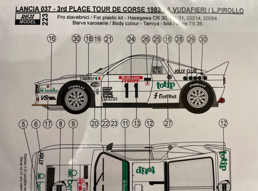 DECALS LANCIA 037 BENETTON - TOUR DE CORSE 1983