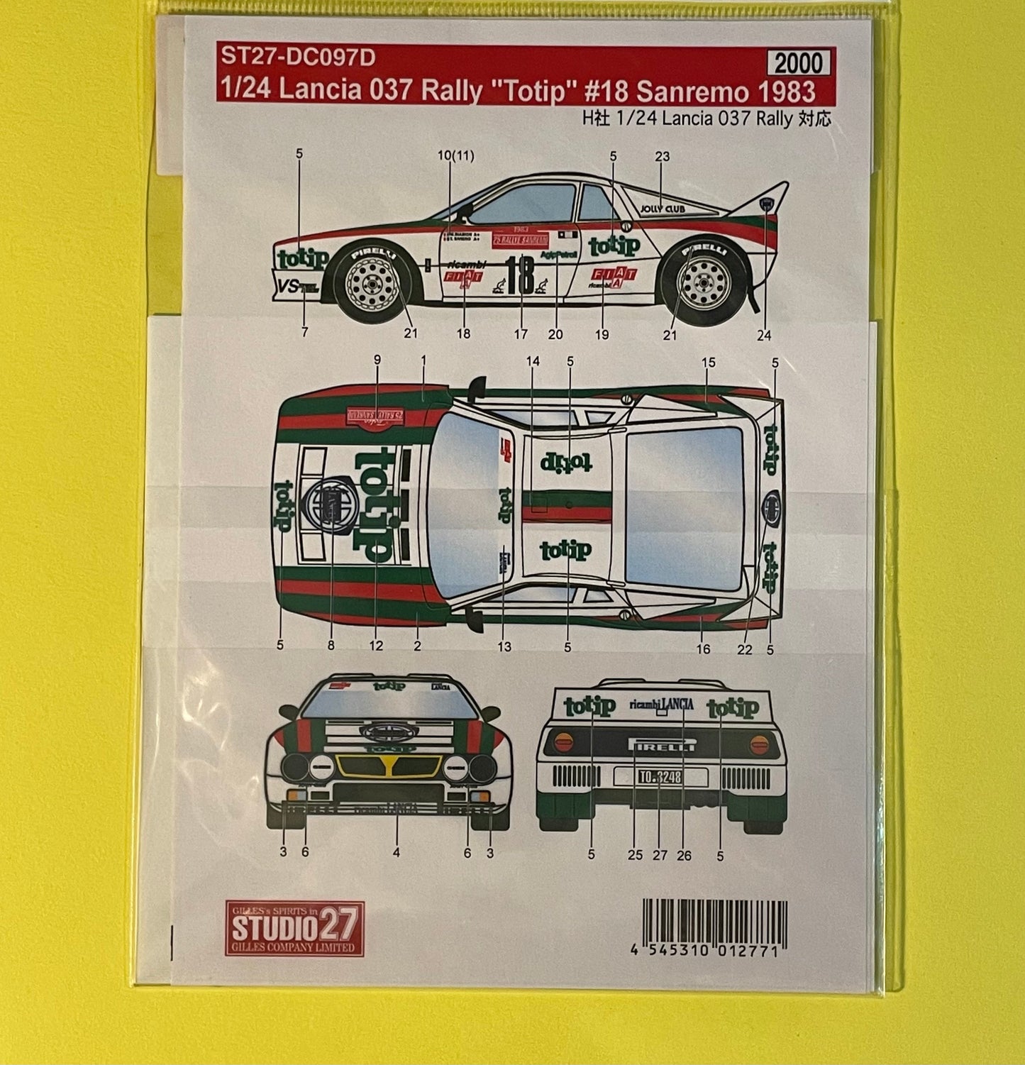 DECALS LANCIA 037 RALLY - TOTIP - RALLY SANREMO 1983