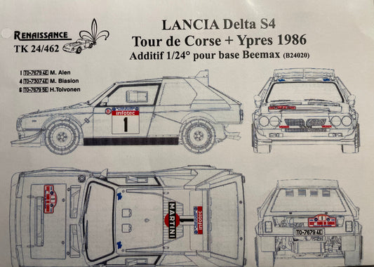 AUTOCOLLANTS LANCIA DELTA S4 - TOUR DE CORSE + YPRES 1986 ADDITIF