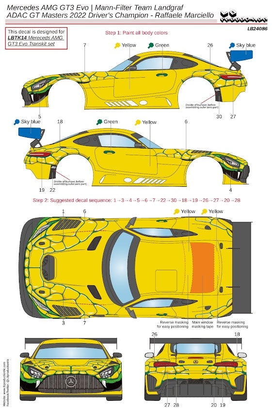 DECALS MERCEDES BENZ AMG GT3 - MANN-FILTER - ADAC GT MASTERS 2022