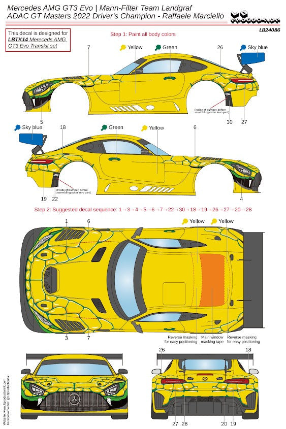 AUTOCOLLANTS MERCEDES BENZ AMG GT3 - MANN-FILTER - ADAC GT MASTERS 2022