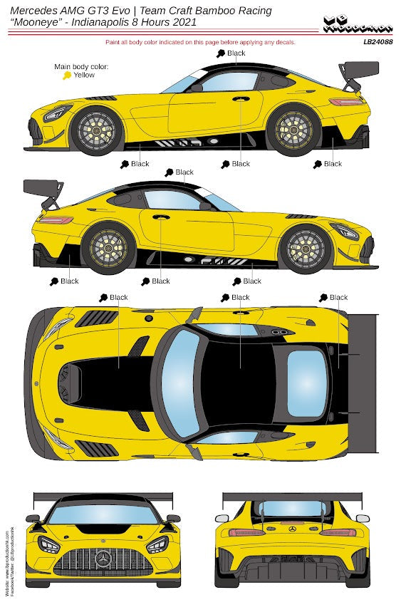 DECALS MERCEDES BENZ AMG GT3 - MOONEYE - 8 HOURS INDIANAPOLIS 2021