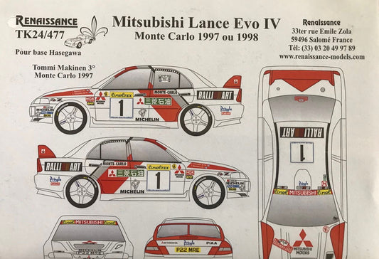 AUTOCOLLANTS MITSUBISHI LANCER EVO IV - RALLYE MONTE CARLO 1997 ET 1998
